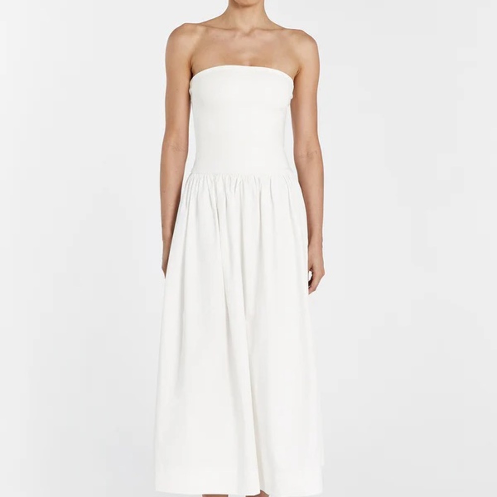 Sophie White Strapless Midi Dress